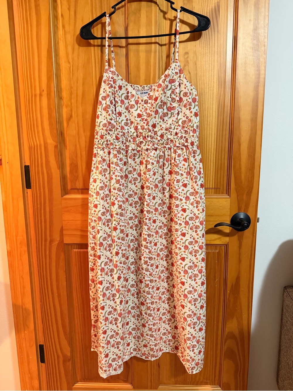 Old Navy Cream Dress with Red & Pink Floral Print